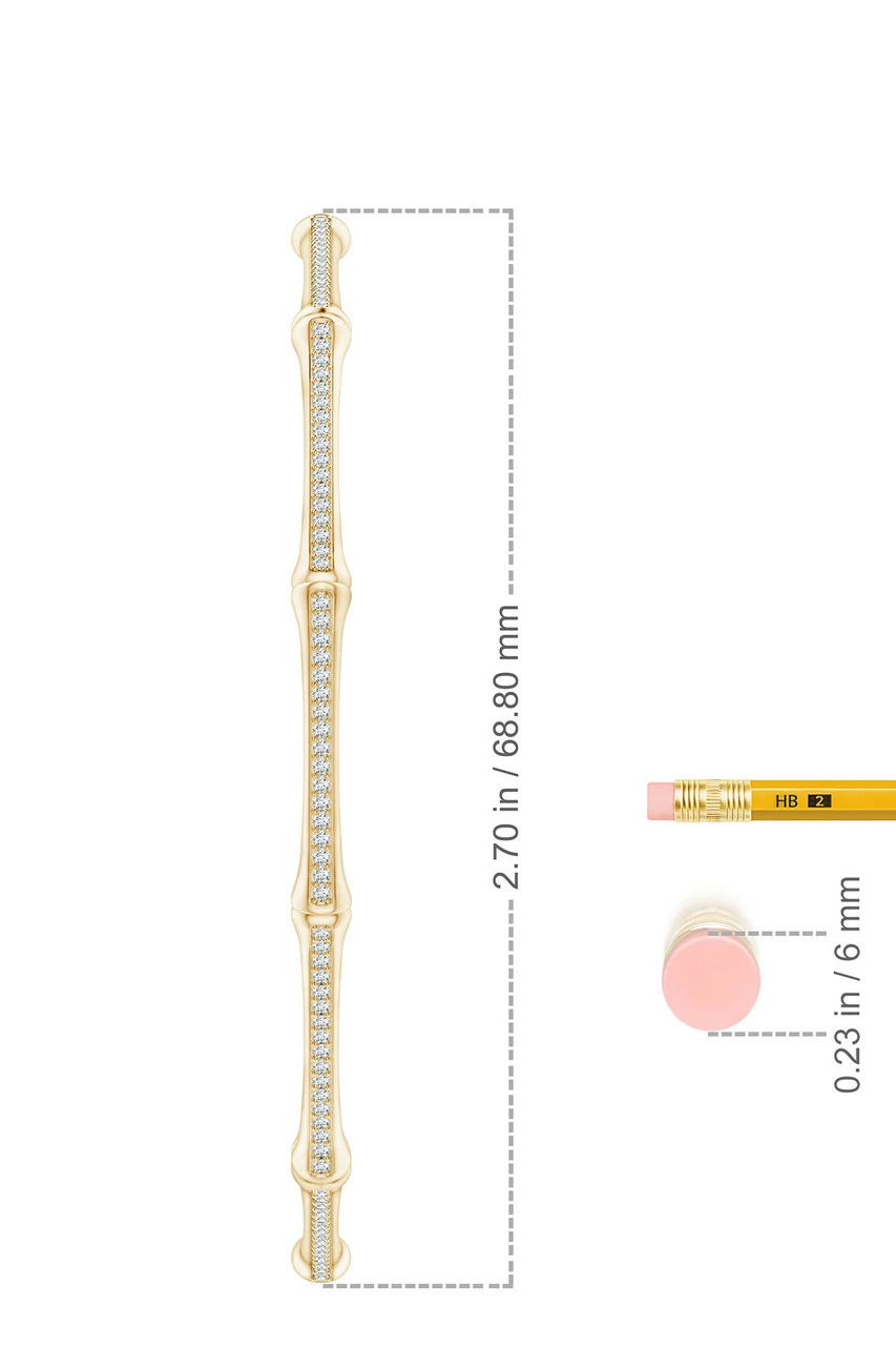 Indochine 14k Pave Diamond 2.75 Inch Bamboo Hoops 4 Indochine 14k Pave Diamond 2.75 Inch Bamboo Hoops - Image 4