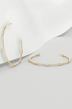 Indochine 14k Pave Diamond 2.75 Inch Bamboo Hoops 8 Indochine 14k Pave Diamond 2.75 Inch Bamboo Hoops -Natori Sales Shop FJE0120D YG 5 32705.1613079338