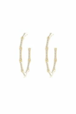 Indochine 14k Medium Pave Diamond Hoop Earrings