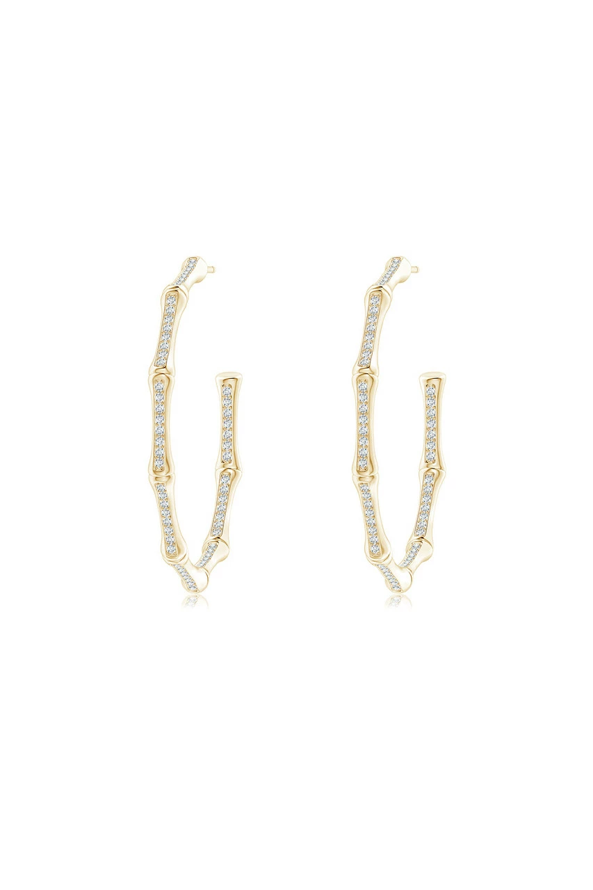 Indochine 14k Medium Pave Diamond Hoop Earrings 1 Indochine 14k Medium Pave Diamond Hoop Earrings