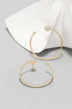 Indochine 14k Small Diamond Side-Facing Open Hoop Earrings -Natori Sales Shop FJE0168D YG 3 38323.1580761015