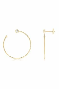 Indochine 14k Small Diamond Side-Facing Open Hoop Earrings