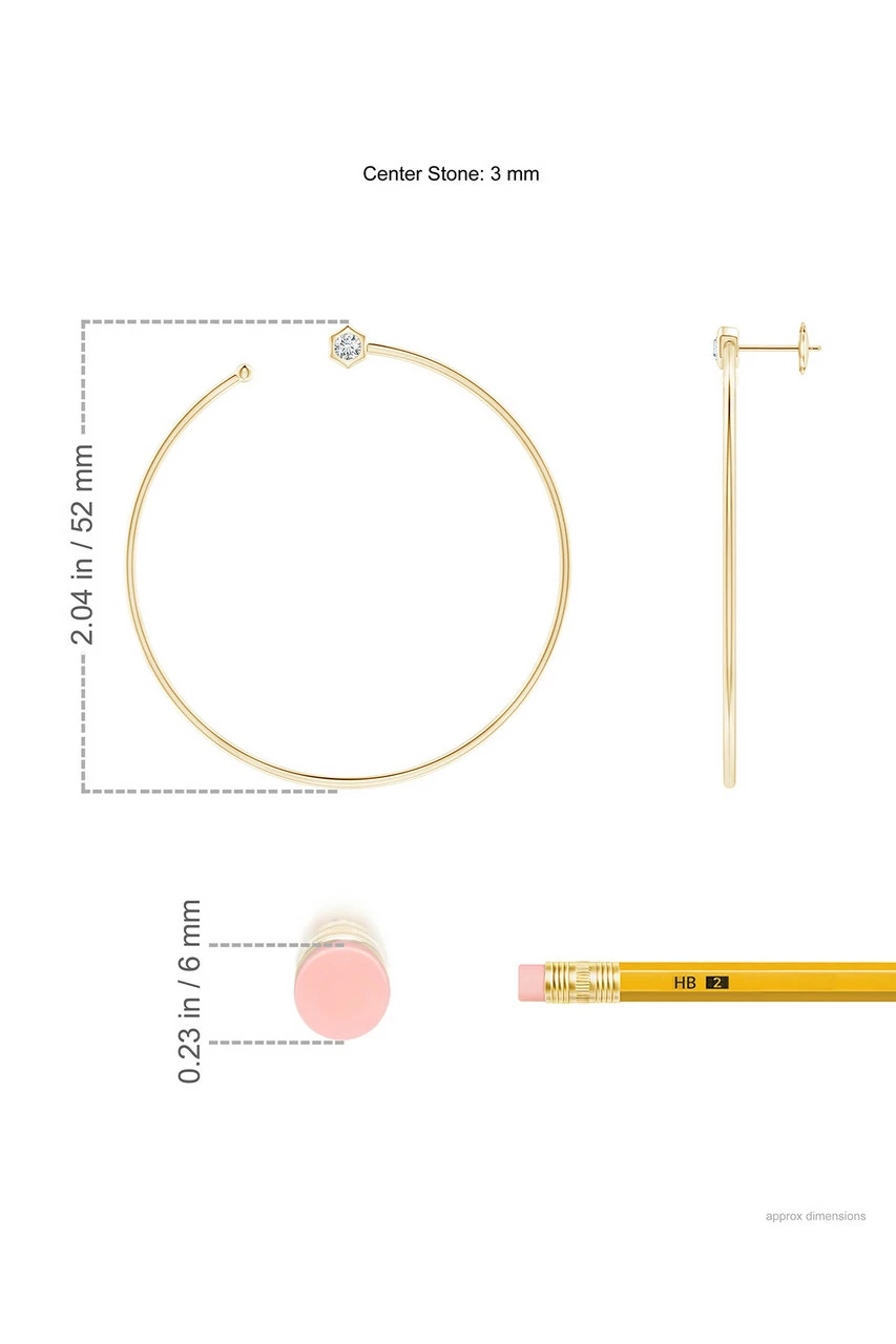 Indochine 14k Giant Diamond Side-Facing Open Hoop Earrings 5 Indochine 14k Giant Diamond Side-Facing Open Hoop Earrings - Image 5