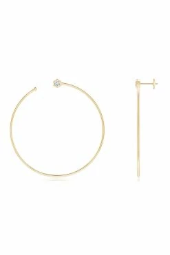 Indochine 14k Giant Diamond Side-Facing Open Hoop Earrings