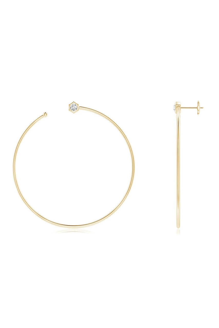 Indochine 14k Giant Diamond Side-Facing Open Hoop Earrings 1 Indochine 14k Giant Diamond Side-Facing Open Hoop Earrings