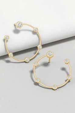 Indochine 14k Small 6-Diamond Side-Facing Open Hoop Earrings -Natori Sales Shop FJE0171D YG 3 58607.1580758582