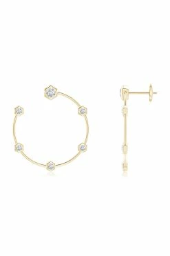 Indochine 14k Small 6-Diamond Side-Facing Open Hoop Earrings