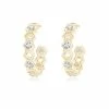 Indochine 14k Small Alternate Stacked Hexagon Diamond Hoop Earrings