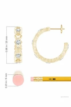 Indochine 14k Small Alternate Stacked Hexagon Diamond Hoop Earrings 10 Indochine 14k Small Alternate Stacked Hexagon Diamond Hoop Earrings -Natori Sales Shop FJE0174D YG 5 40405.1580756185