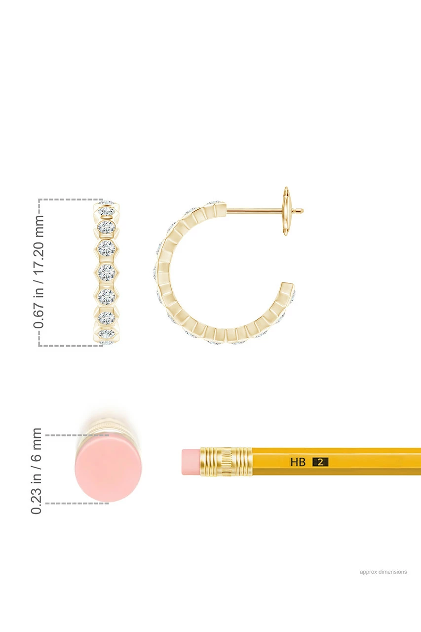 Indochine 14k Small Stacked Hexagon Diamond J-Hoop Earrings 5 Indochine 14k Small Stacked Hexagon Diamond J-Hoop Earrings - Image 5