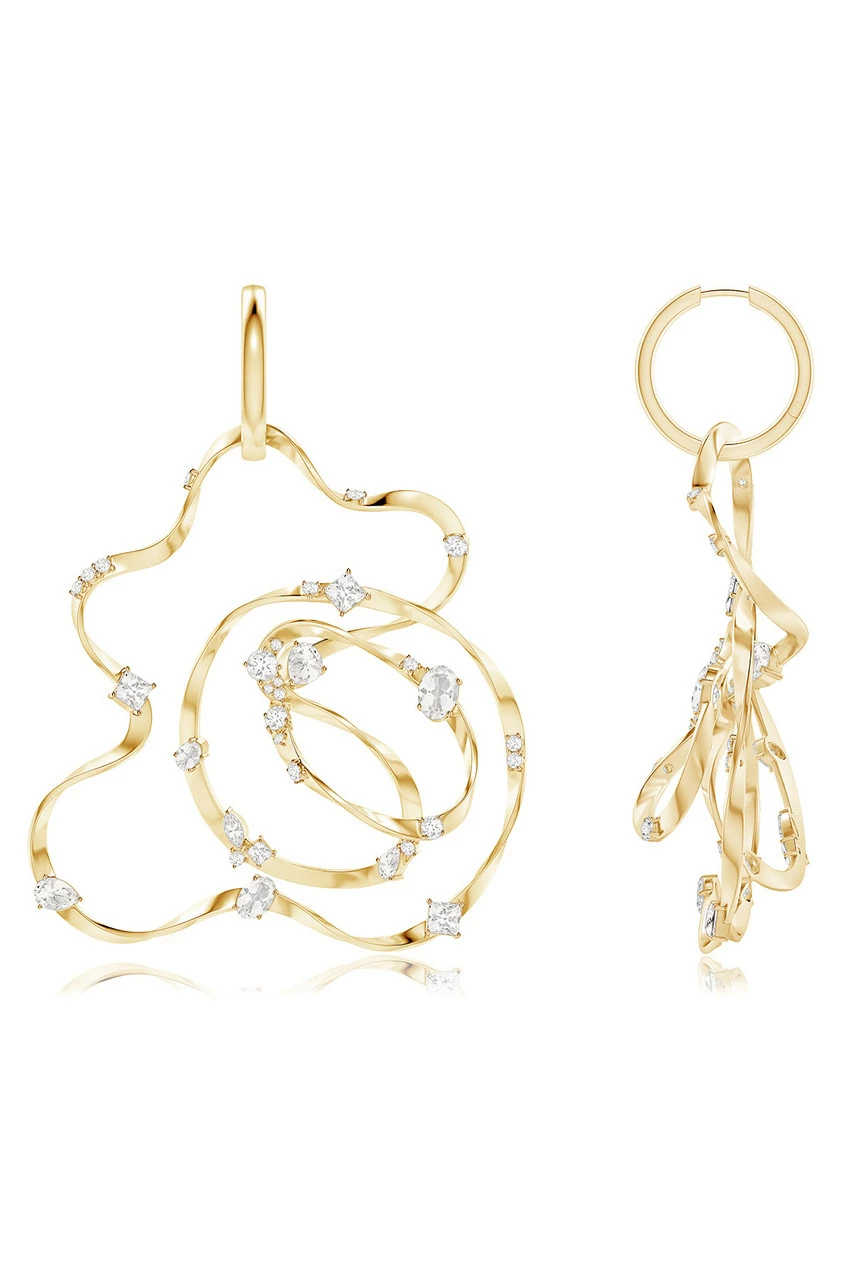 Runway Collection Sakura White Topaz Giant Gold Hoop Earrings 2 Runway Collection Sakura White Topaz Giant Gold Hoop Earrings - Image 2