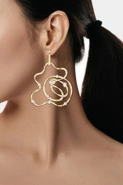 Runway Collection Sakura White Topaz Giant Gold Hoop Earrings 9 Runway Collection Sakura White Topaz Giant Gold Hoop Earrings -Natori Sales Shop FJE0190WT YG 2 08701.1600711364