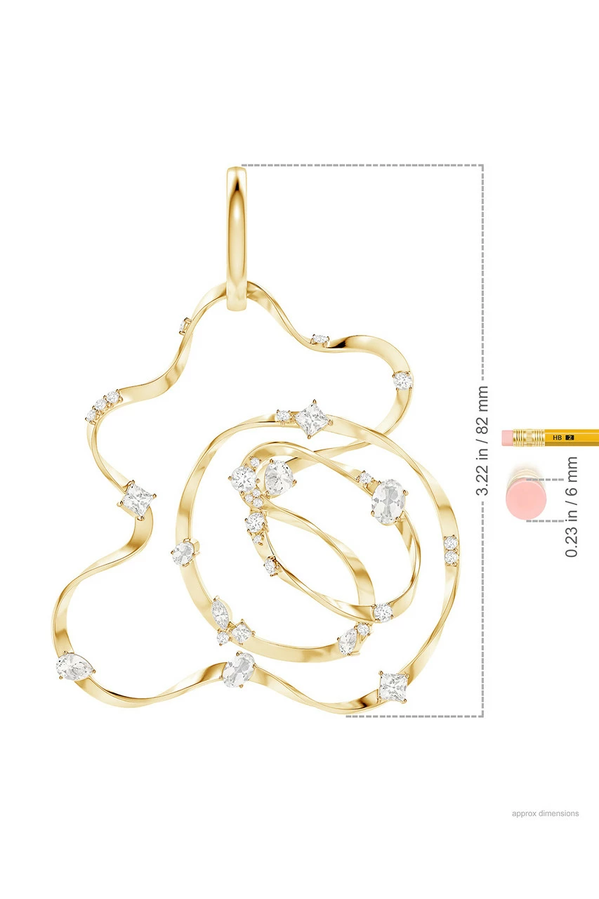 Runway Collection Sakura White Topaz Giant Gold Hoop Earrings 5 Runway Collection Sakura White Topaz Giant Gold Hoop Earrings - Image 5