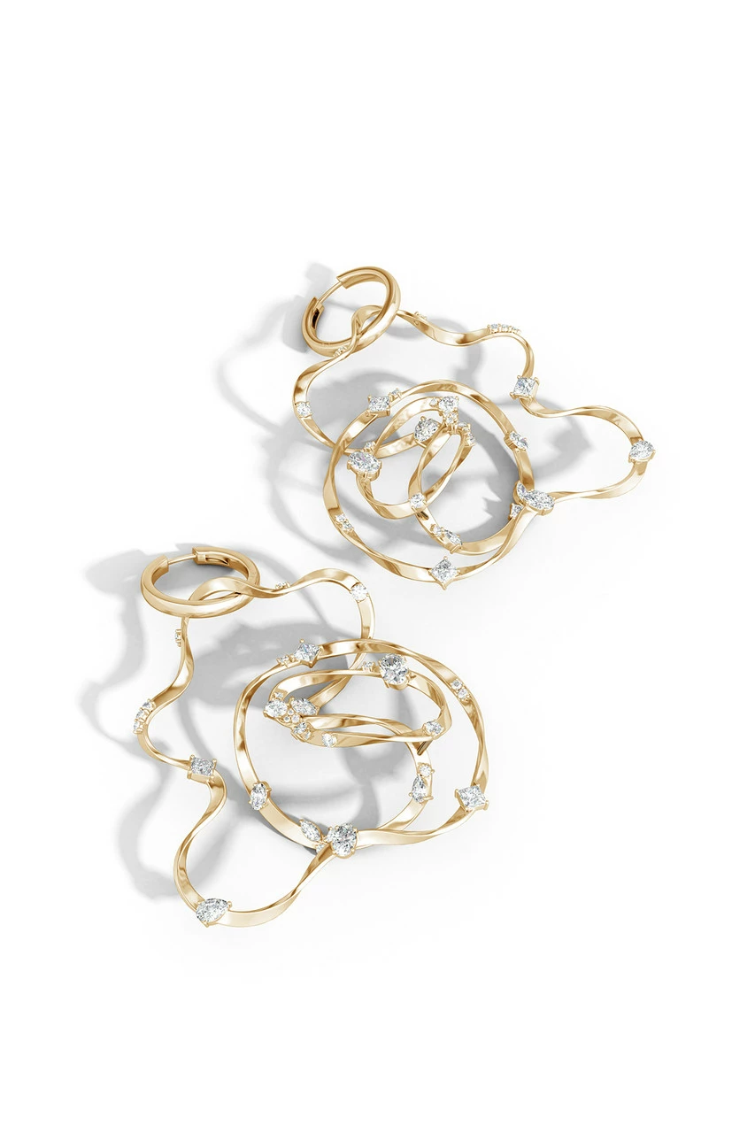 Runway Collection Sakura White Topaz Giant Gold Hoop Earrings 1 Runway Collection Sakura White Topaz Giant Gold Hoop Earrings