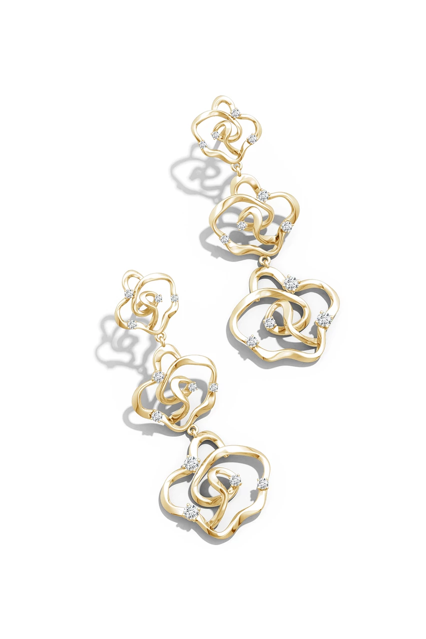 Sakura 14k Tapered Diamond Dangle Earrings 1 Sakura 14k Tapered Diamond Dangle Earrings