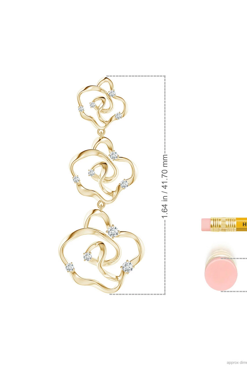 Sakura 14k Tapered Diamond Dangle Earrings 3 Sakura 14k Tapered Diamond Dangle Earrings - Image 3