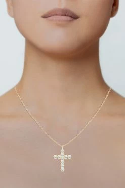 Indochine 14k Hexagon Diamond Cross Pendant Necklace -Natori Sales Shop FJP0148D YG 3 56471.1580756246