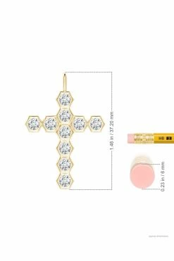 Indochine 14k Hexagon Diamond Cross Pendant Necklace -Natori Sales Shop FJP0148D YG 5 34223.1580756245