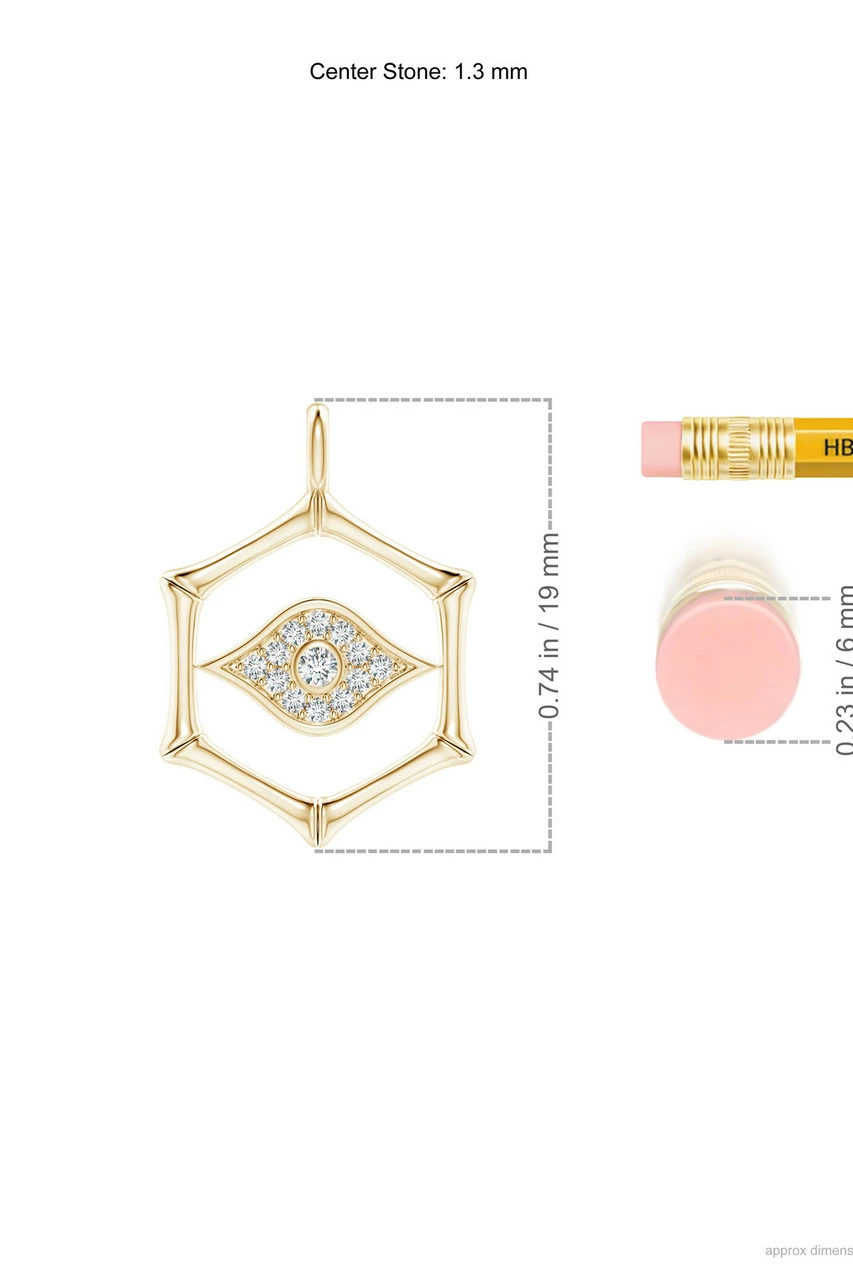 Indochine Spirit 14k Evil Eye Bamboo Hexagon Frame Diamond Necklace 4 Indochine Spirit 14k Evil Eye Bamboo Hexagon Frame Diamond Necklace - Image 4