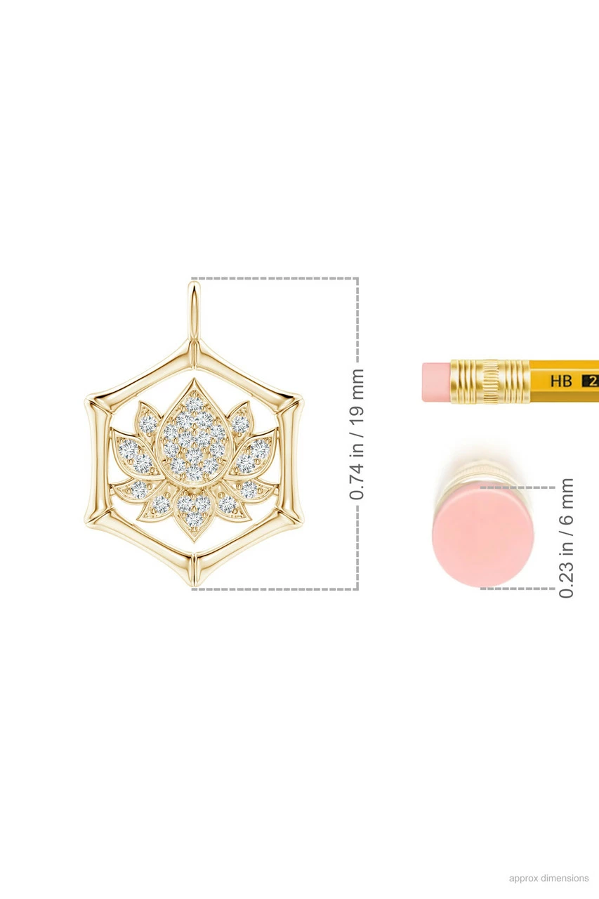 Indochine Spirit 14k Bamboo Frame Lotus Diamond Pendant Necklace 4 Indochine Spirit 14k Bamboo Frame Lotus Diamond Pendant Necklace - Image 4