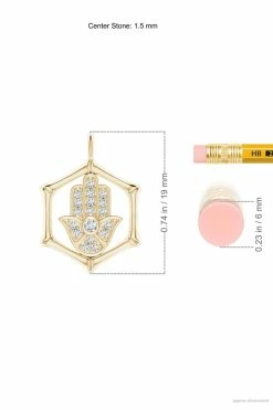 Indochine Spirit 14k Bamboo Frame Hamsa Diamond Pendant Necklace -Natori Sales Shop FJP0163D YG 4 43047.1613092693
