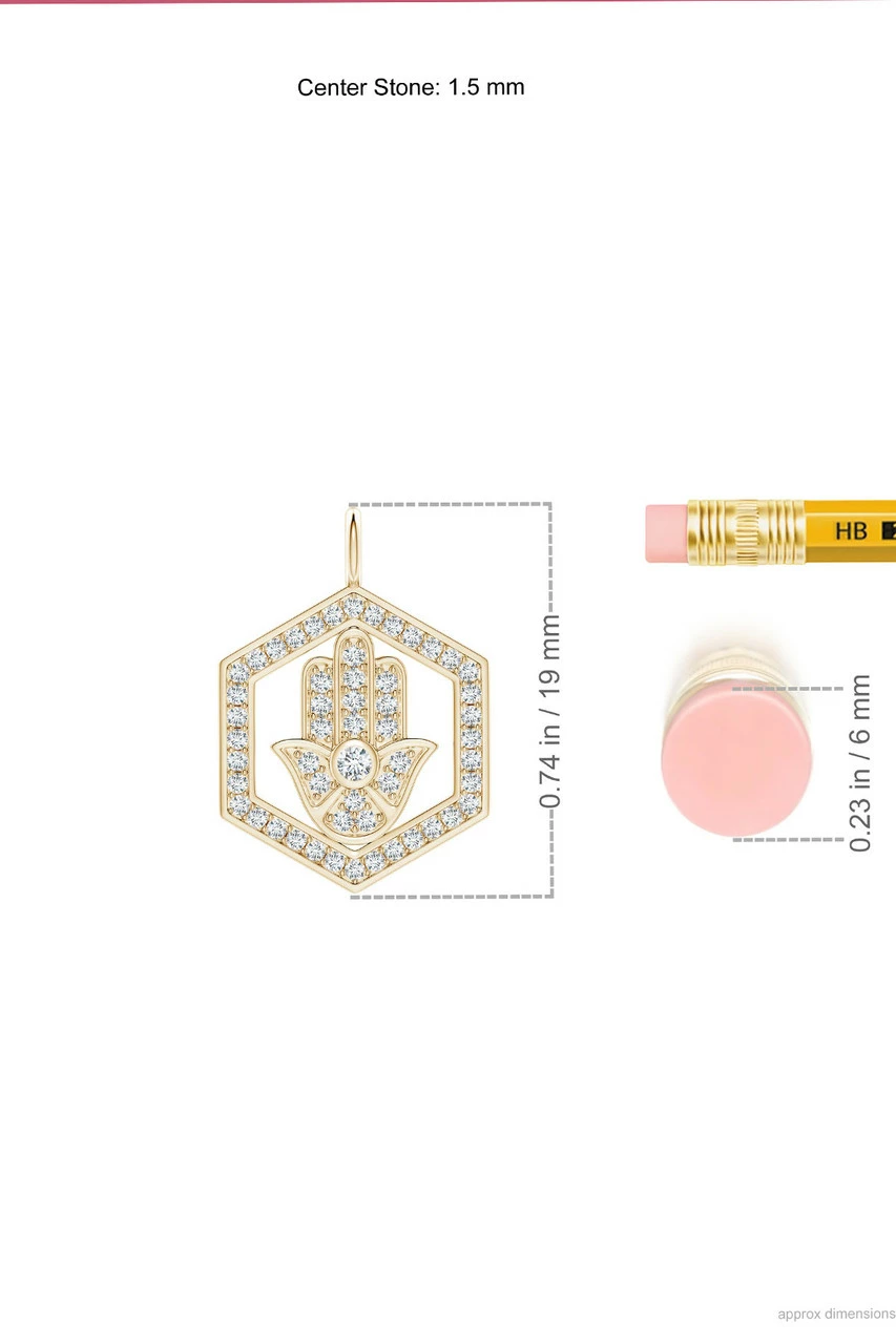 Indochine Spirit 14k Hexagon Frame Hamsa Pave Diamond Pendant Necklace 5 Indochine Spirit 14k Hexagon Frame Hamsa Pave Diamond Pendant Necklace - Image 5