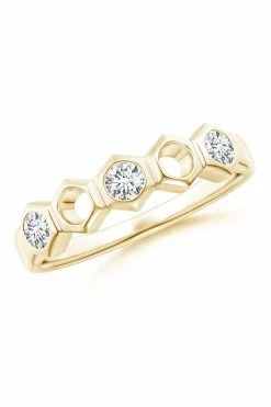 Indochine 14k Hexagon Alternating 3-Diamond Ring