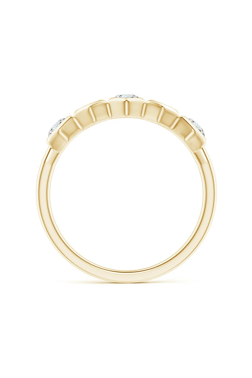 Indochine 14k Hexagon Alternating 3-Diamond Ring 2 Indochine 14k Hexagon Alternating 3-Diamond Ring - Image 2