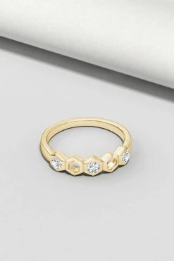 Indochine 14k Hexagon Alternating 3-Diamond Ring 11 Indochine 14k Hexagon Alternating 3-Diamond Ring -Natori Sales Shop FJR0115D YG 5 03809.1580758450