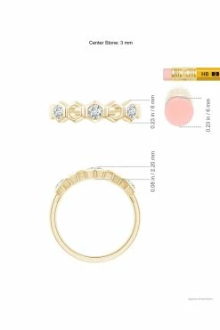 Indochine 14k Hexagon Alternating 3-Diamond Ring 12 Indochine 14k Hexagon Alternating 3-Diamond Ring -Natori Sales Shop FJR0115D YG 6 14412.1580758458