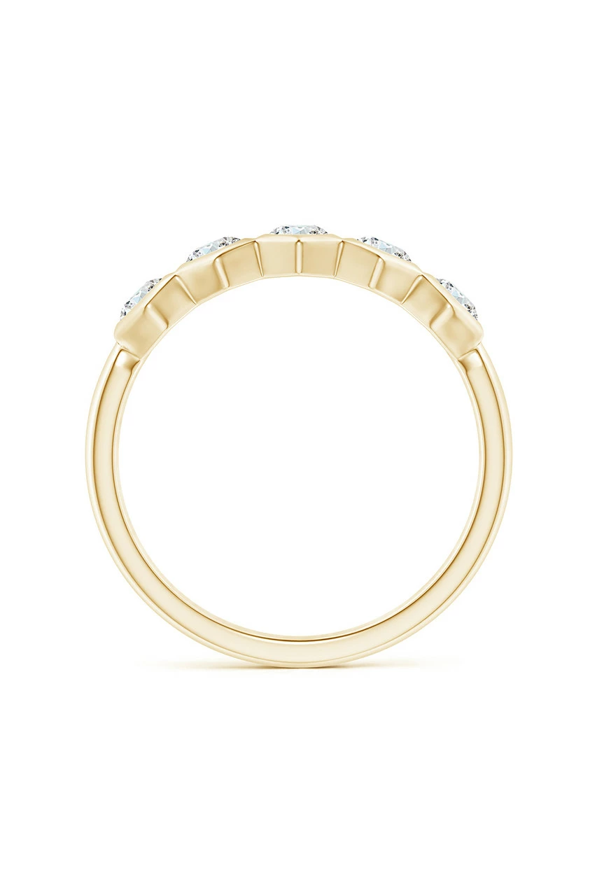 Indochine 14k Hexagon 5-DiamondStacking Ring 2 Indochine 14k Hexagon 5-DiamondStacking Ring - Image 2