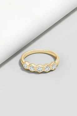 Indochine 14k Hexagon 5-DiamondStacking Ring 11 Indochine 14k Hexagon 5-DiamondStacking Ring -Natori Sales Shop FJR0118D YG 5 41921.1580757492