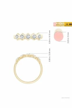 Indochine 14k Hexagon 5-DiamondStacking Ring 12 Indochine 14k Hexagon 5-DiamondStacking Ring -Natori Sales Shop FJR0118D YG 6 33720.1580757493