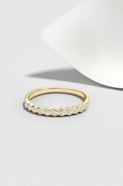 Indochine 14k Hexagon 11-Diamond Stacking Ring -Natori Sales Shop FJR0119D YG 5 22120.1580756564