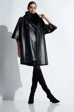 Croc Vegan Leather Shift Dress -Natori Sales Shop Faux Croc Shift Dress Black by Natori 12456.1664231662