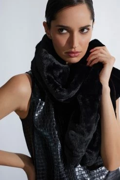 Faux Fur Scarf -Natori Sales Shop Faux Fur Scarf Black by Natori 31529.1663954681