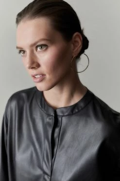 Faux Lambskin Oversized Shirt -Natori Sales Shop Faux Lambskin Oversized Shirt Black by Natori 4 50782.1625059772