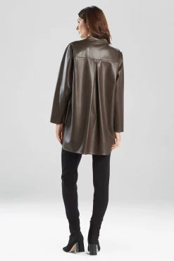 Faux Lambskin Oversized Shirt -Natori Sales Shop Faux Lambskin Oversized Shirt Espresso by Natori 2 71077.1625010344