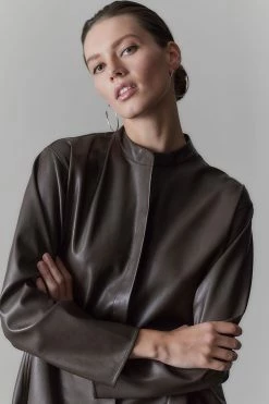 Faux Lambskin Oversized Shirt -Natori Sales Shop Faux Lambskin Oversized Shirt Espresso by Natori 4 27208.1625059697