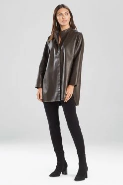 Faux Lambskin Oversized Shirt -Natori Sales Shop Faux Lambskin Oversized Shirt Espresso by Natori 69926.1625010310