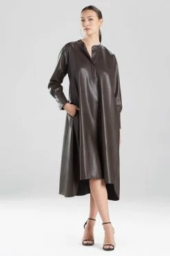 Faux Lambskin Shirtdress