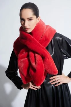 Faux Mink Scarf -Natori Sales Shop Faux Mink Scarf Red by Natori 2 15318.1663954606