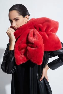 Faux Mink Scarf -Natori Sales Shop Faux Mink Scarf Red by Natori 61624.1663954608