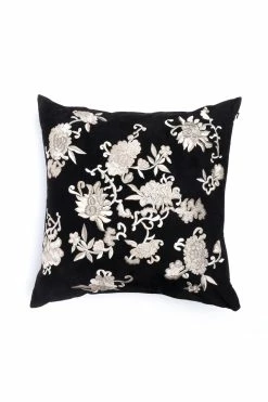 Faux Suede Mandarin Embroidered Pillow