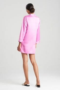 Feathers Satin Essentials Notch Collar Sleepshirt -Natori Sales Shop Feather Satin Essentials Notch Sleepshirt Violet Quartz by Natori 2 36427.1655743550