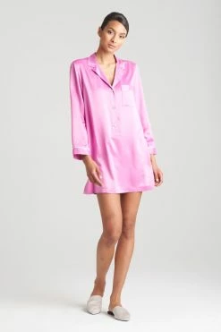 Feathers Satin Essentials Notch Collar Sleepshirt -Natori Sales Shop Feather Satin Essentials Notch Sleepshirt Violet Quartz by Natori 09301.1660762443