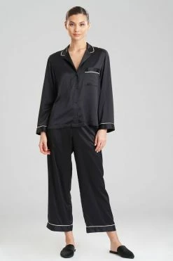 Feather Satin Essentials PJ -Natori Sales Shop Feather Satin Essentials PJ Black by Natori 45597.1646234473