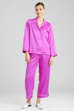 Feather Satin Essentials PJ -Natori Sales Shop Feather Satin Essentials PJ Bright Magenta by Natori 09248.1643816177