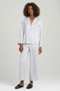 Feather Satin Essentials PJ -Natori Sales Shop Feather Satin Essentials PJ Silver by Natori 95168.1641412601