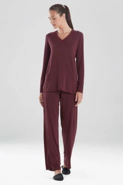 Feathers Essentials PJ -Natori Sales Shop Feathers Essential PJ Deep Garnet by Natori 90617.1629213006